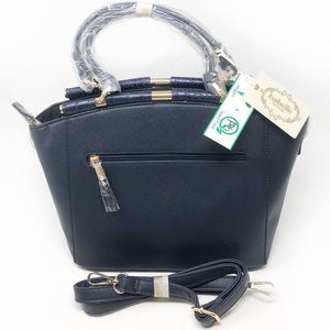 NEW ISABELLE Navy Vegan Satchel Crossbody Bag